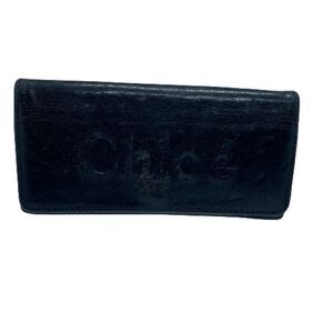Authentic Chloe Black Leather Long Wallet / Clutch **WORN**